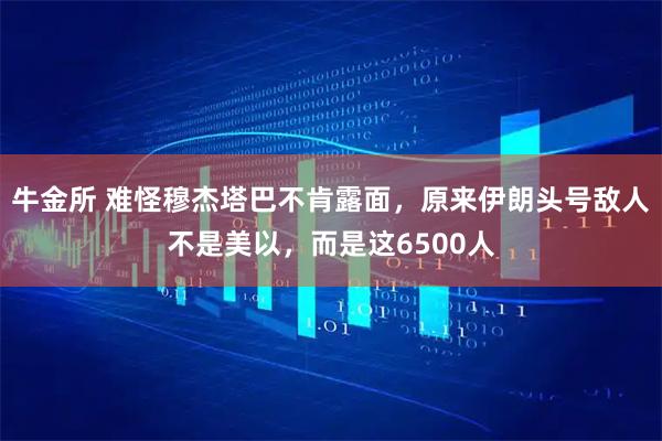 牛金所 难怪穆杰塔巴不肯露面，原来伊朗头号敌人不是美以，而是这6500人